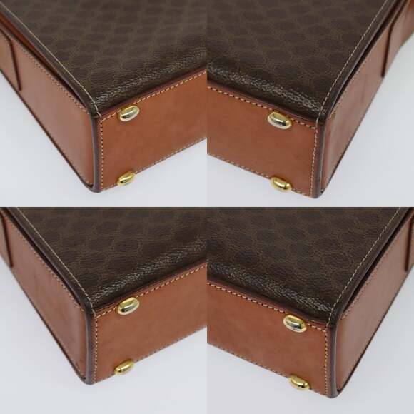 CELINE Macadam Canvas Shoulder Bag Pvc Leather Brown Gold - Picture 10 of 12